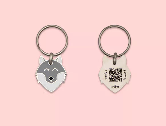 Médaille pour Chien/Porte-Clé Connecté Spoors avec QR Code -Sécurité et Tranquillité pour Votre Animal
