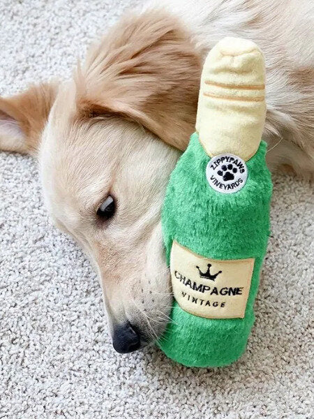 Bouteille de Champagne Happy Hour Crusherz, peluche pour chien