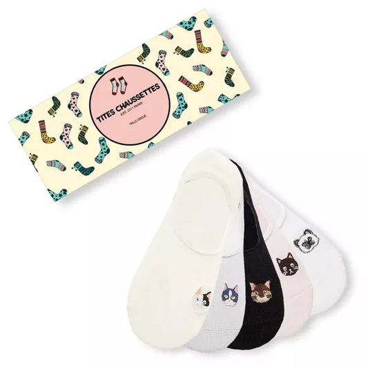 Socquettes invisibles avec motif de chat coloré - Collection Tites Chaussettes