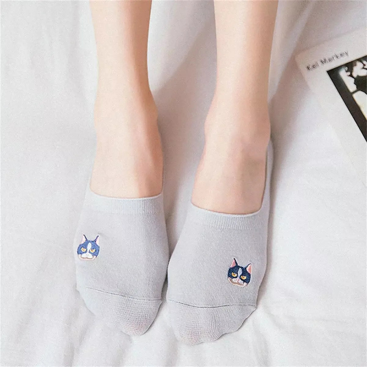 Socquettes invisibles avec motif de chat coloré - Collection Tites Chaussettes