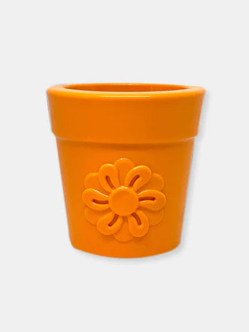 Jouet d'Occupation pour Chien en caoutchouc naturel - Pot de Fleur Orange de SodaPup.
