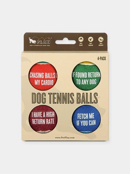 Lot de 4 balles de tennis pour chien. Balle qui renferme un squeaker. 