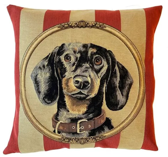 Coussin Décoratif Portrait Teckel Yapatkwa - Tissage Jacquard - Textiles de qualité supérieure