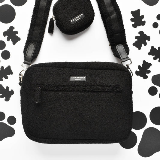 Sac de promenade Teddy Baloo en polyester noir – Élégant et pratique pour chiens