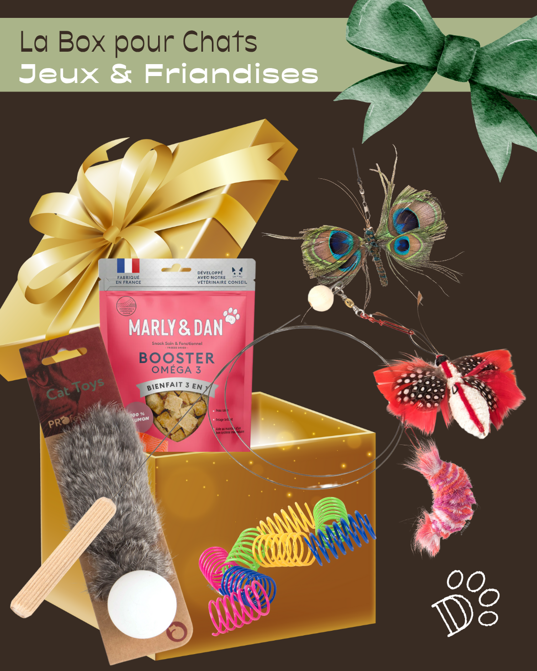 Coffret cadeau de Noël pour chat Profeline – jouets naturels