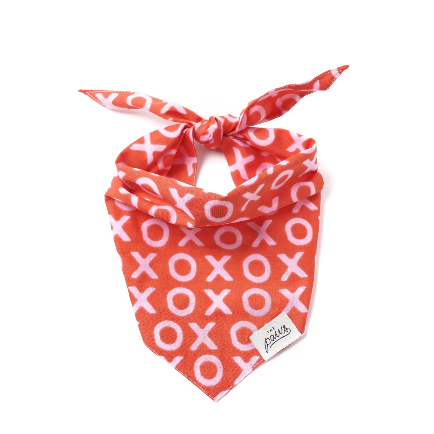 Bandana XO pour chien, coton rouge et blanc fait main, stylé et éthique.