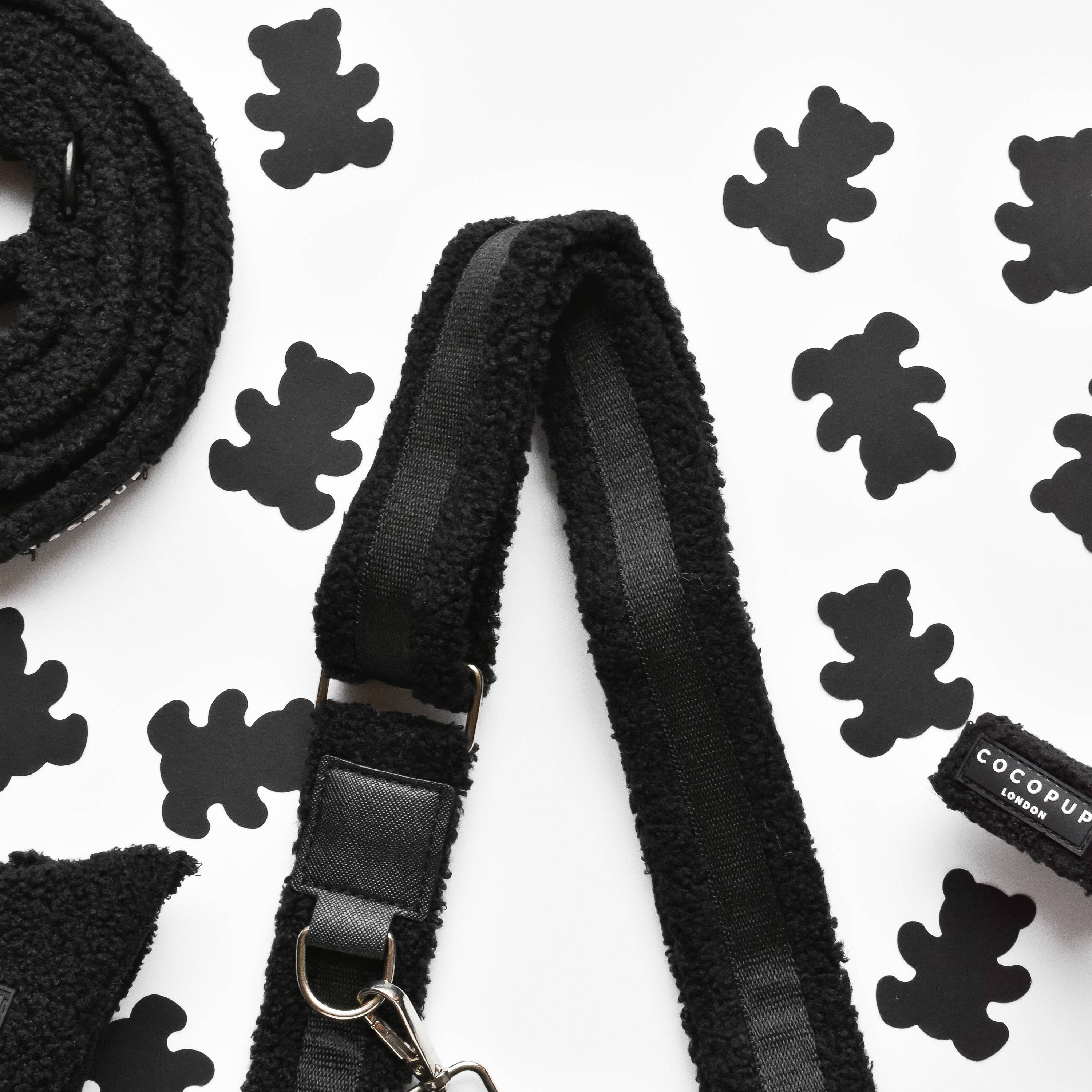 Bandoulière Baloo Teddy noire pour sac de promenade – Accessoire moelleux et chic pour chiens