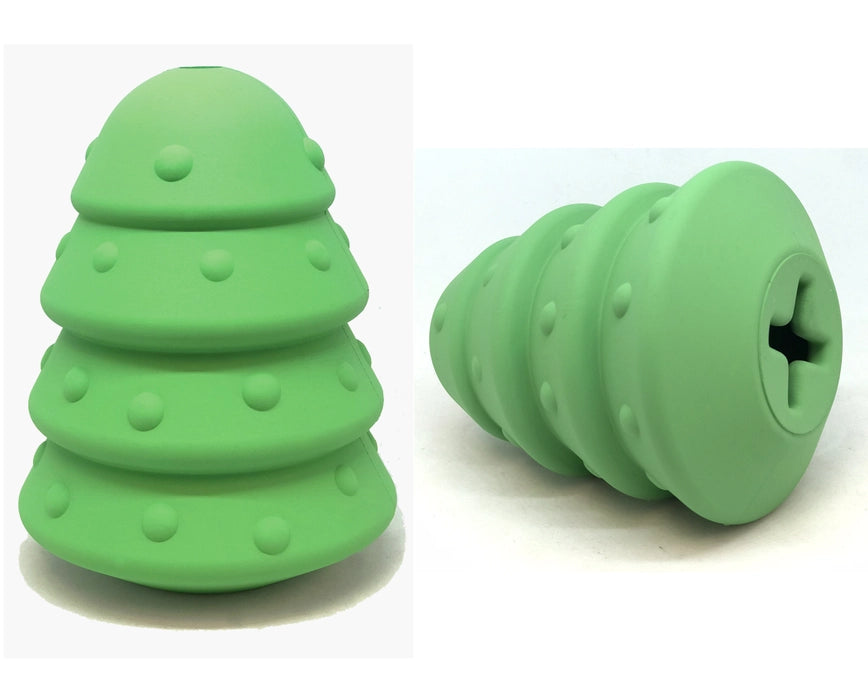 Jouet de Noël interactif en forme de sapin pour chien, en caoutchouc naturel résistant, rempli de friandises, par SodaPup.