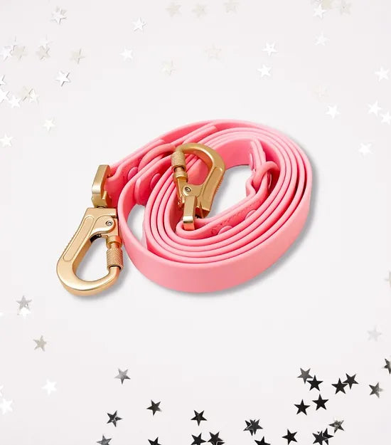 Laisse Multipositionnable PVC Libraque Rose avec mousquetons dorés