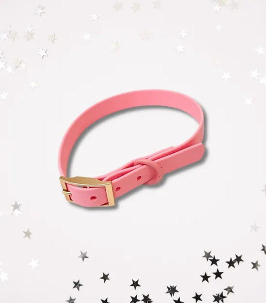 Collier PVC Libraque Rose avec fermoir gold Arizona HotDogs chez DOG DéliCAT