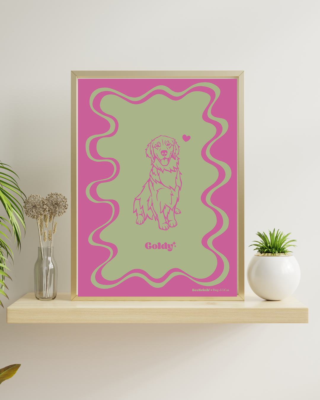 affiche chien golden goldy dog delicat