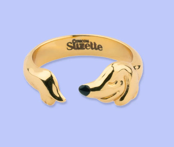 bague teckel plaqué or ajustable coucou suzette