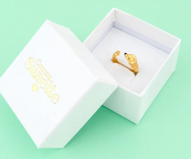 bague chien plaqué or ajustable élégante