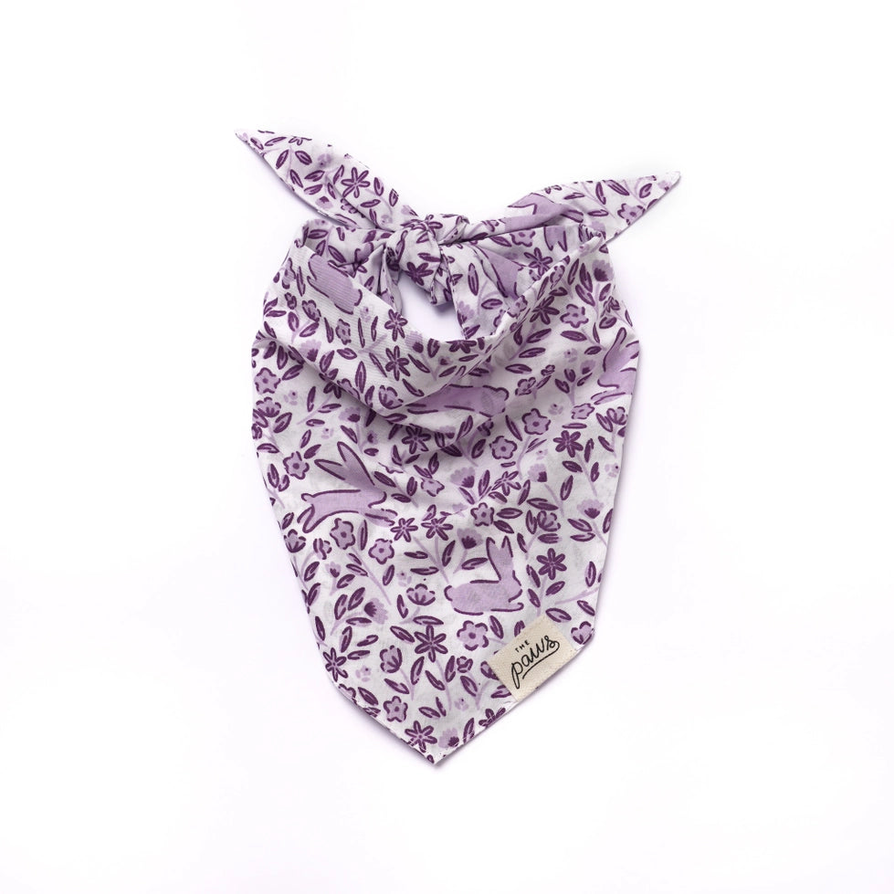 Bandana pour chien Lapin The Paws, motif lapins et fleurs spécial Pâques