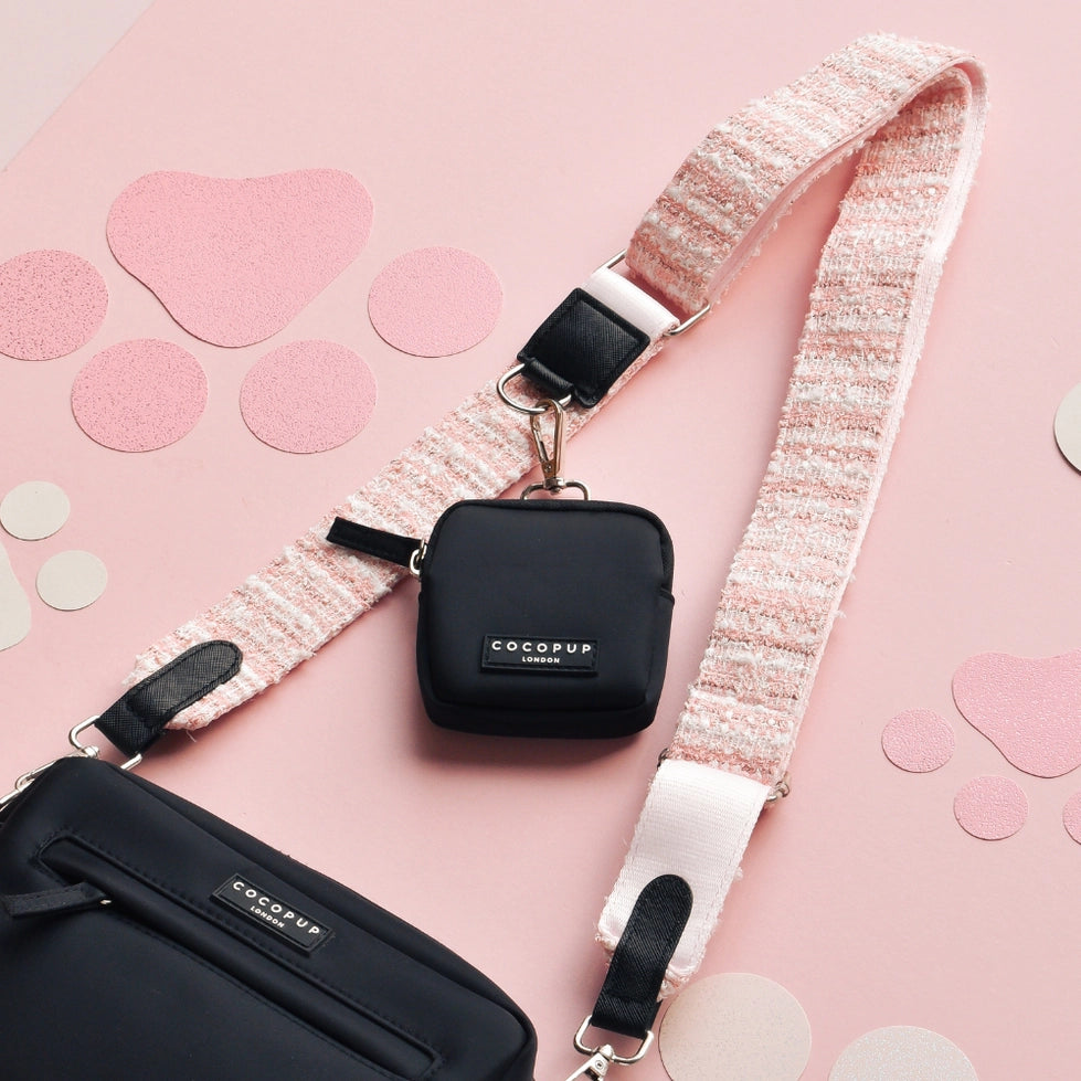 Sangle en tweed rose ajustable pour sac de promenade Cocopup, élégante et confortable