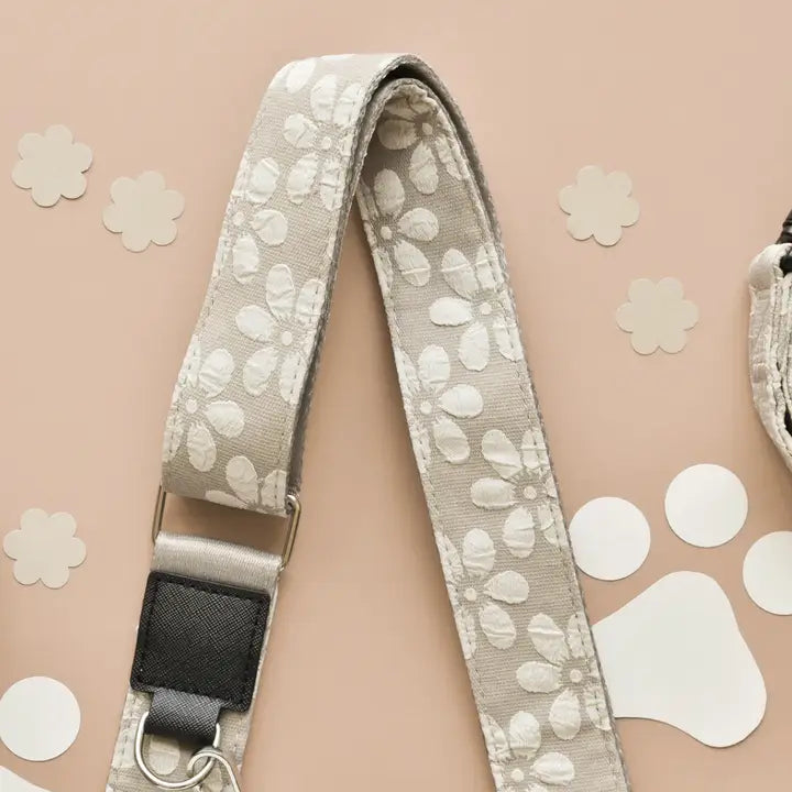 Bandoulière de Sac de Promenade Beige Motifs de Fleurs de Moka - CocoPup - DOG DELICAT