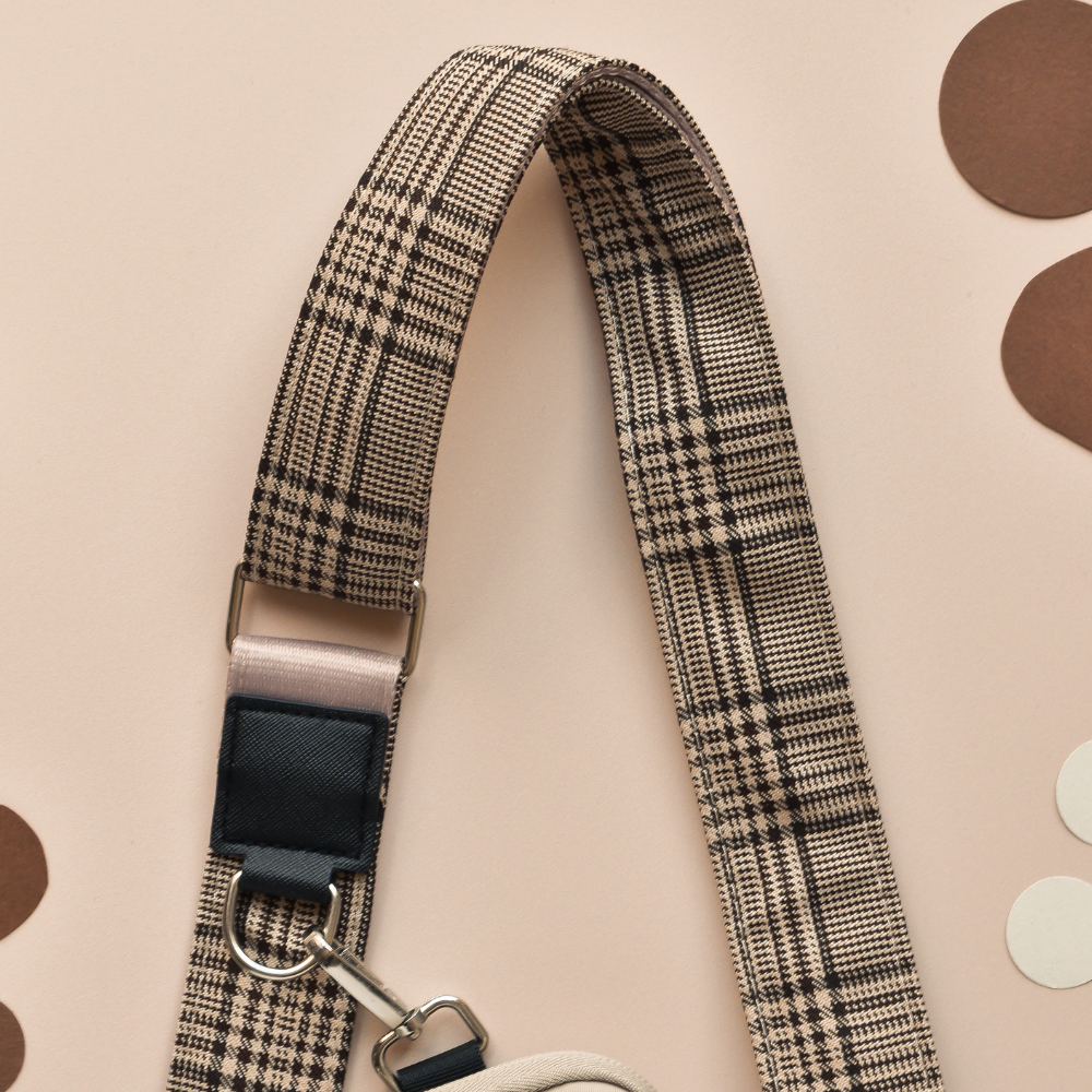 Bandoulière de sac de promenade Pup Plaid Cocopup marron ajustable