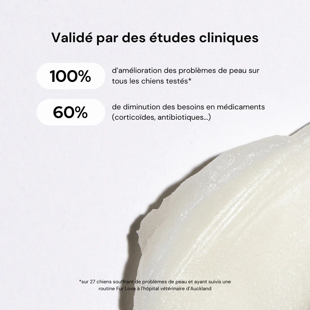 Baume hydratant Fur Love pour chiens, idéal pour réparer et protéger les coussinets, la truffe et les zones sèches.