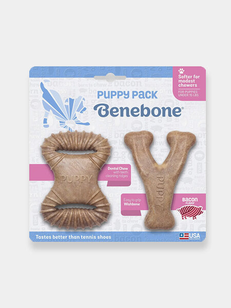 Pack de 2 jouets à mâcher pour chiot - Dental Chew / Wishbone Bacon Benebone