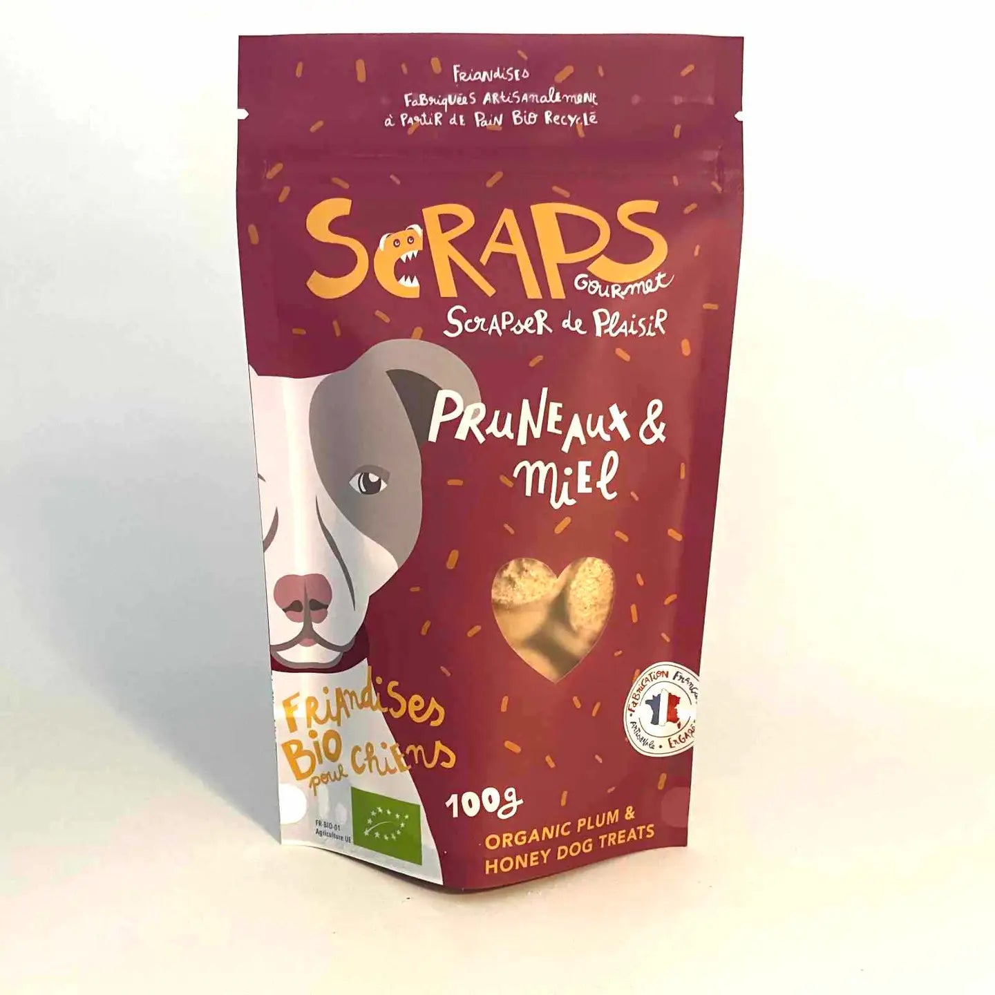 Biscuits Bio SCRAPS pour Chiens - Pruneaux & Miel (100g)