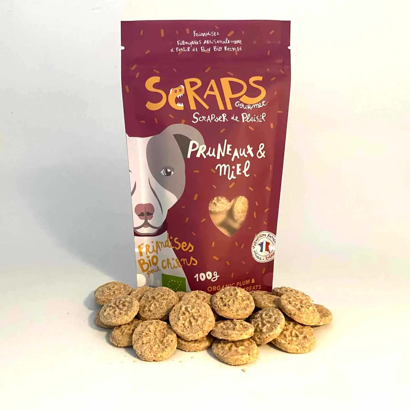 Biscuits Bio SCRAPS pour Chiens - Pruneaux & Miel (100g)