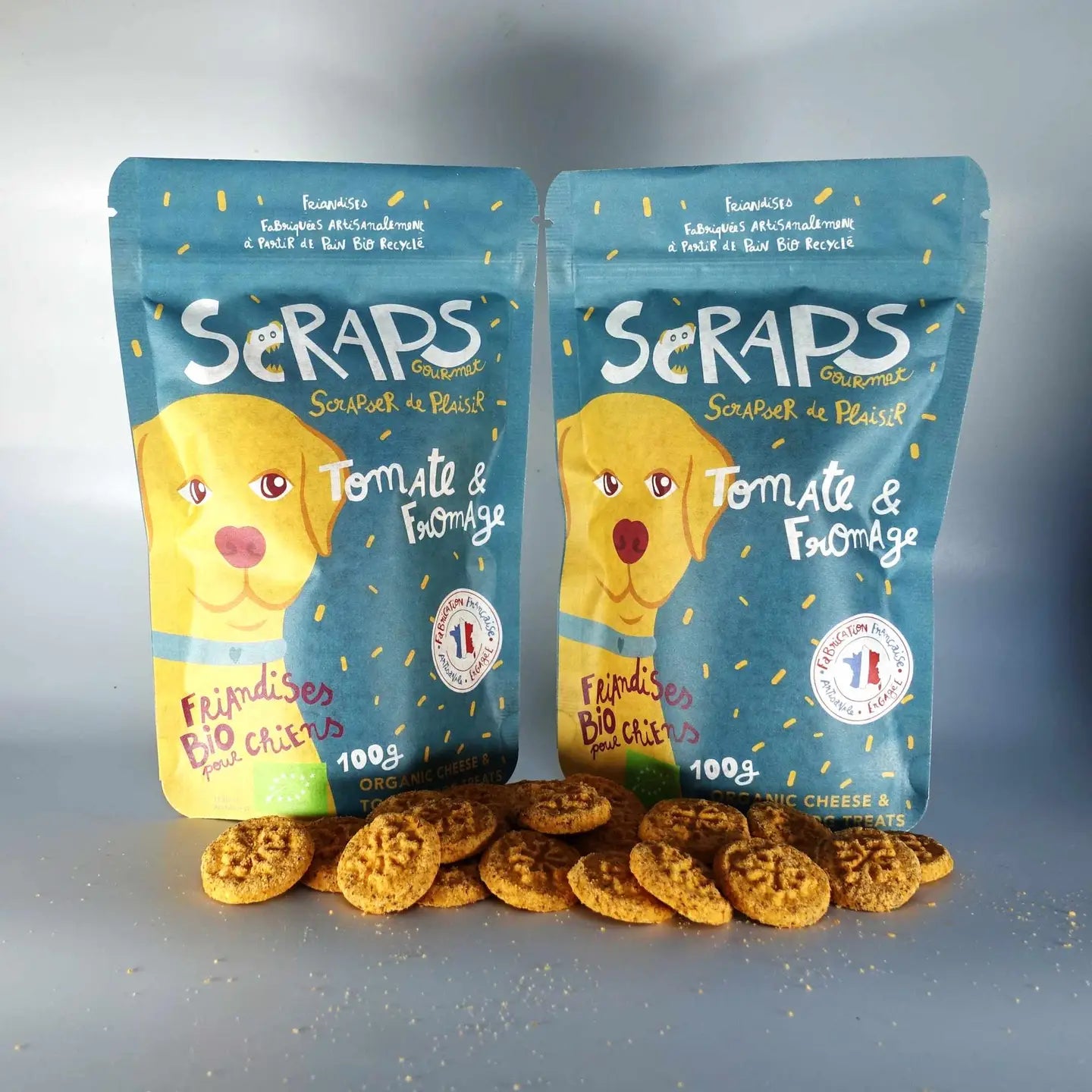 Biscuits Bio pour chiens SCRAPS Tomate & Fromage 