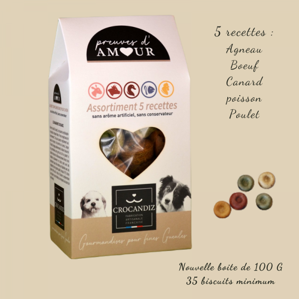Biscuits naturels pour chiens Crocandiz – Assortiment 5 recettes bio
