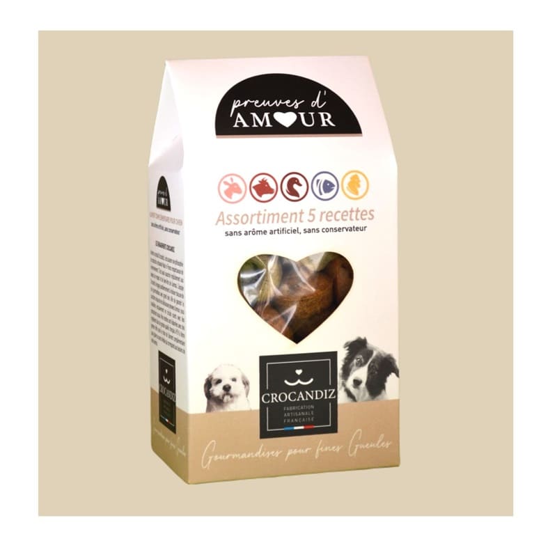 Biscuits naturels pour chiens Crocandiz – Assortiment 5 recettes bio