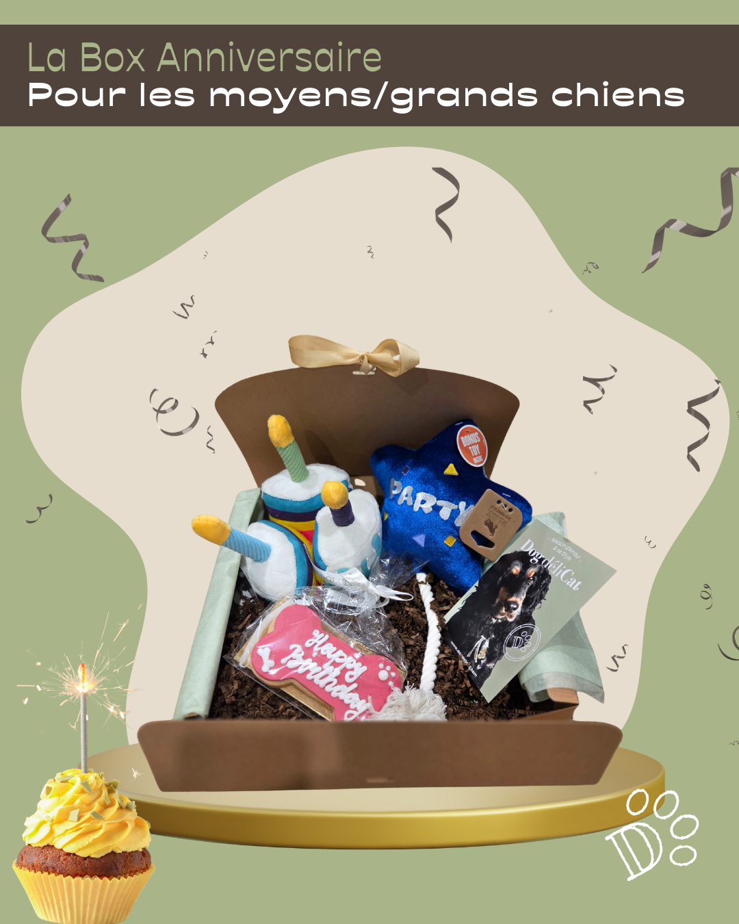 Box anniversaire grand chien jouets et biscuit version 2
