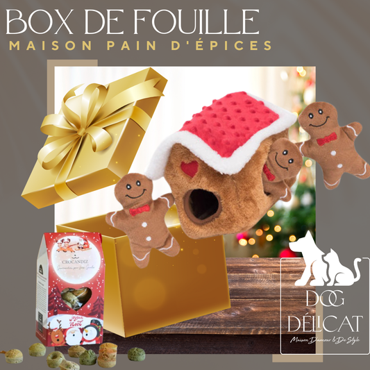 Cadeau de Noël pour chien - Box de fouille Maison Pain d'Épices 🎄