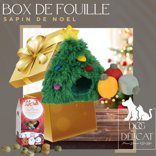 Box de Noël pour chien composée du jouet interactif Merry Woofmas - Sapin de Noël et d'un sachet de biscuits naturels Crocandiz