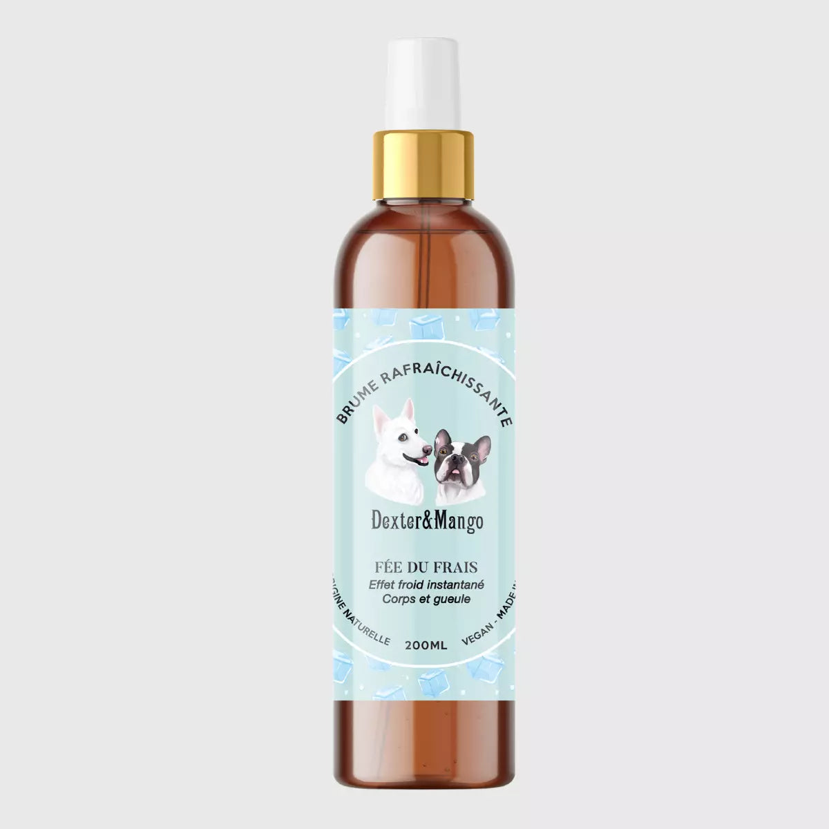 Brume rafraîchissante naturelle pour chien – Fée du frais Dexter & Mango, à base de menthol et hydrolats bio
