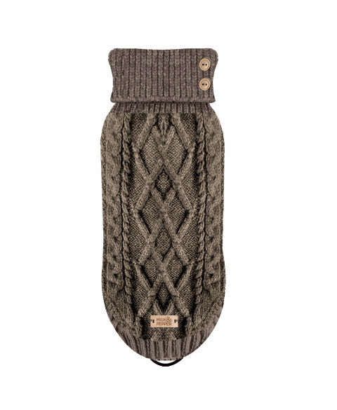 Pull torsadé chien Connor marron Milk & Pepper
