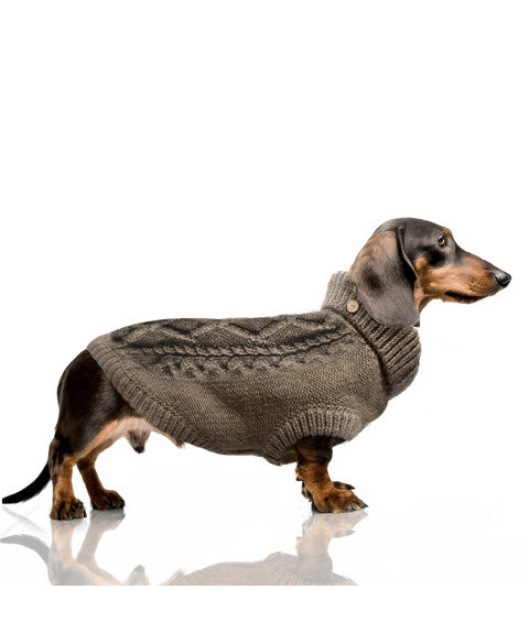 Pull torsadé chien Connor marron Milk & Pepper teckel