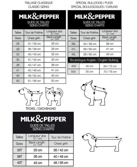 Pull torsadé chien Connor marron Milk & Pepper guide des tailles