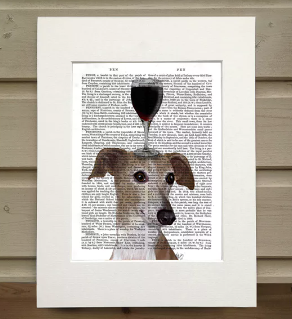 Lévrier Dog au vin - Illustration d'art pour décoration murale