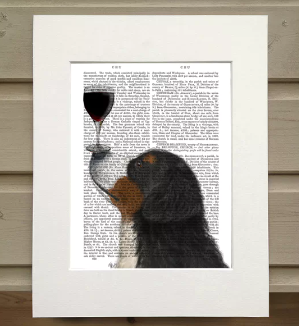 Bouvier Bernois Dog au vin - Illustration d'art pour décoration murale