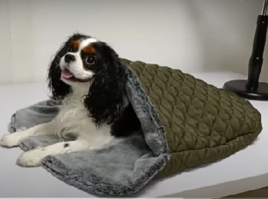 Duvet pour chien et chat réversible Kaki et fourrure grise