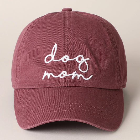 Casquette en coton brodée DOG MUM prune / DOG DELICAT