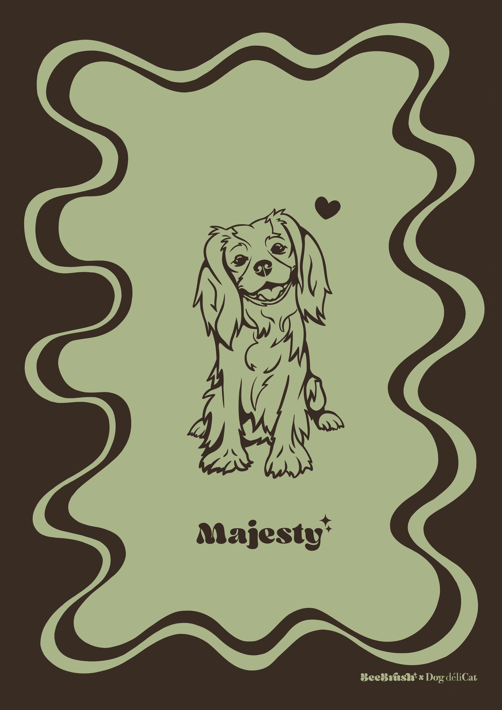 affiche cavalier king charles a4 beebrush ondulée