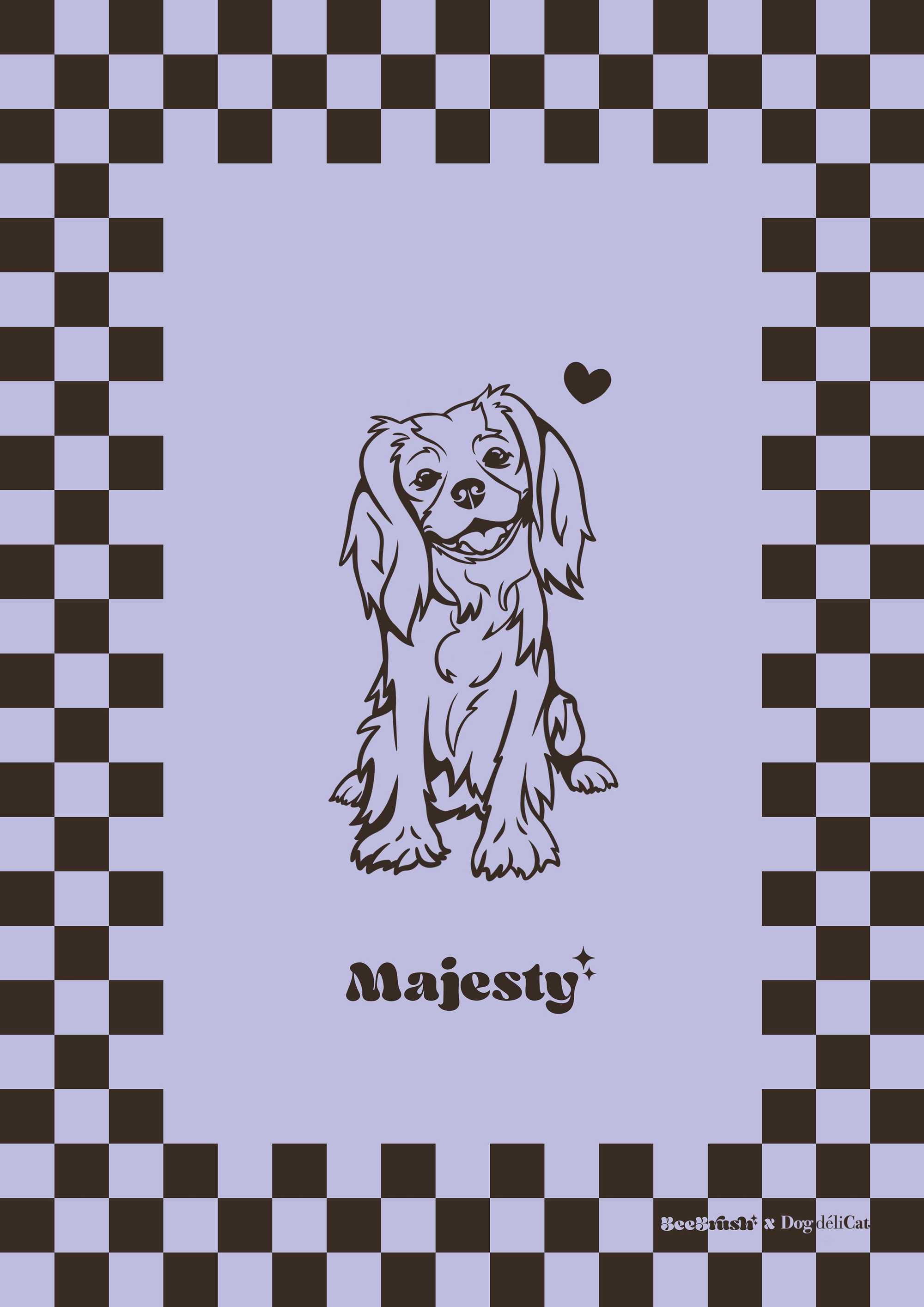 affiche cavalier king charles a4 beebrush damier