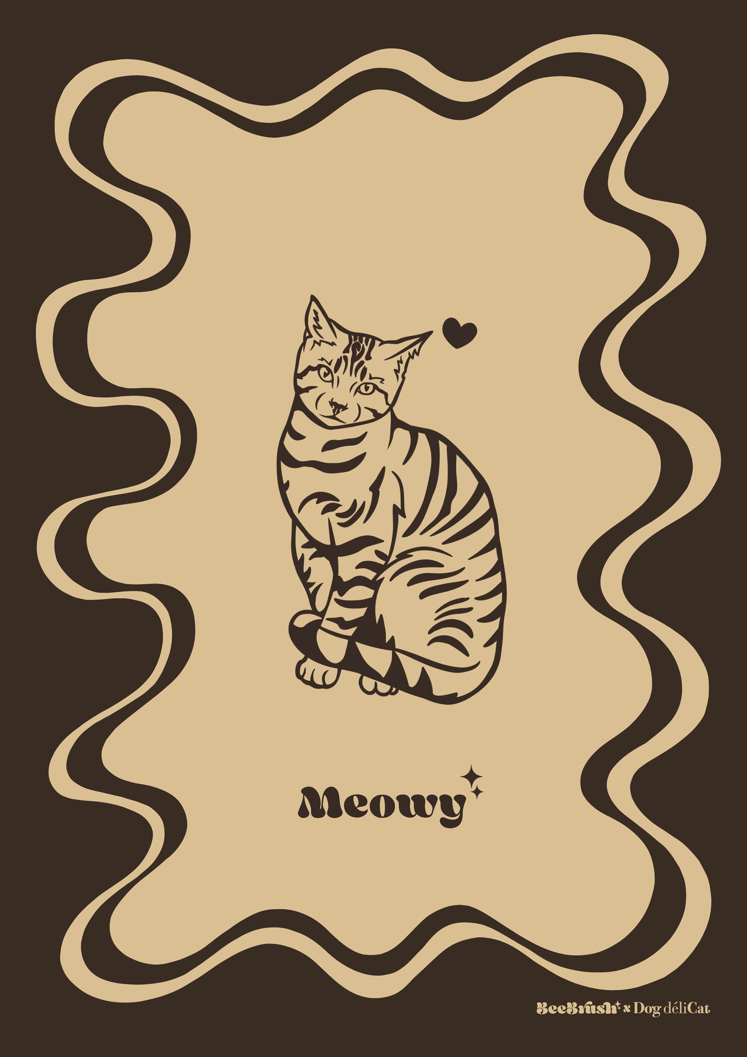 affiche chat europeen tigré a4 beebrush ondulée