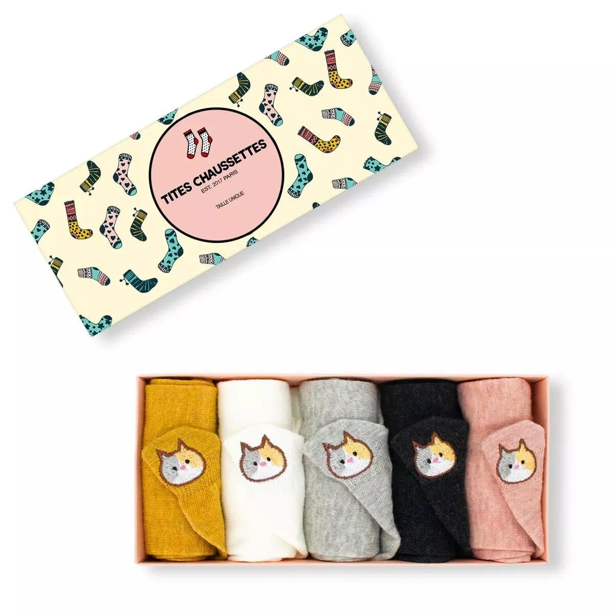 Chaussettes Languette Chat Tricolore