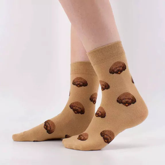 Chaussettes longues avec motif de têtes de chiens sur fond multicolore - Collection Tites Chaussettes