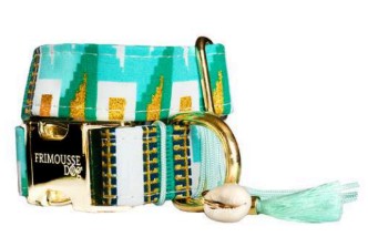 Collier Ancara Frimousse Dog – Motifs géométriques turquoise, 100% français