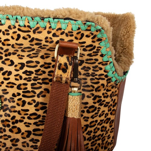 Sac de transport pour chien Leopard Lily en cuir avec motif léopard