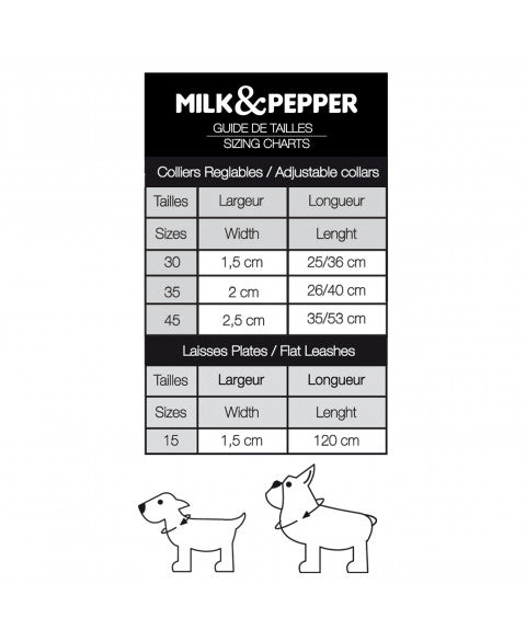 Collier pour chien Milk & Pepper style marin rayé chic - Guide des tailles