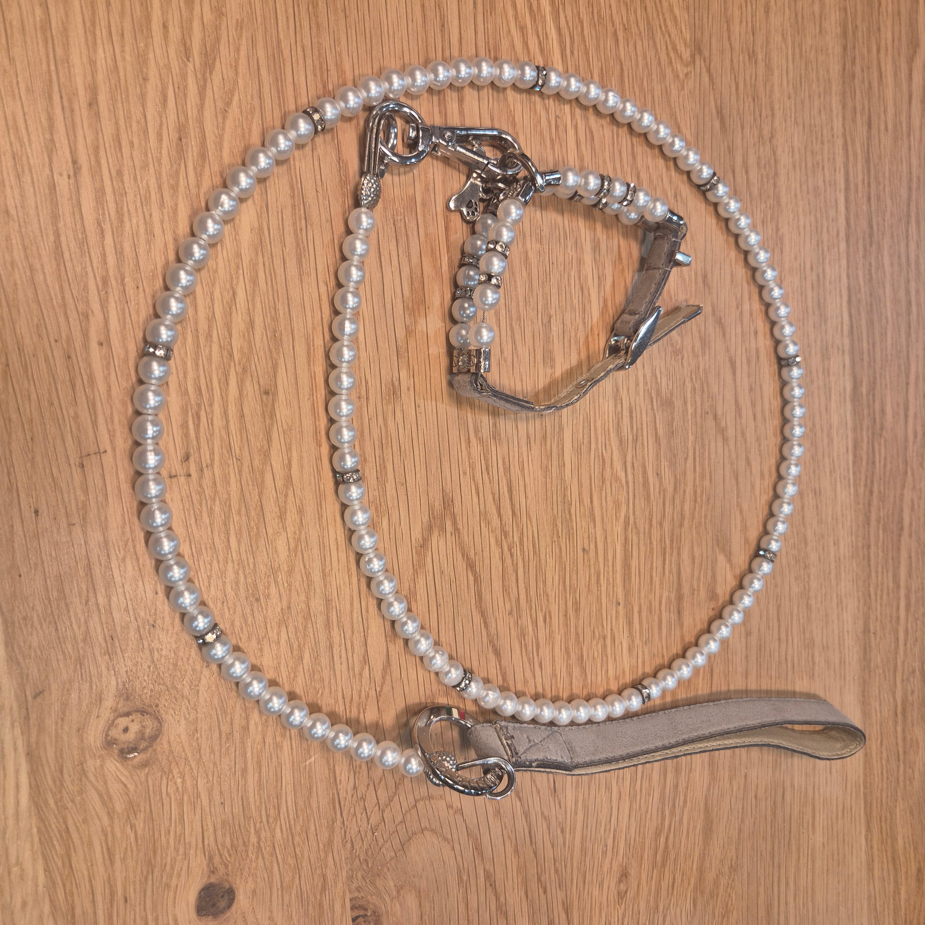Collier laisse perles très petit chien Trilly Tutti Brilli seconde main dépôt vente