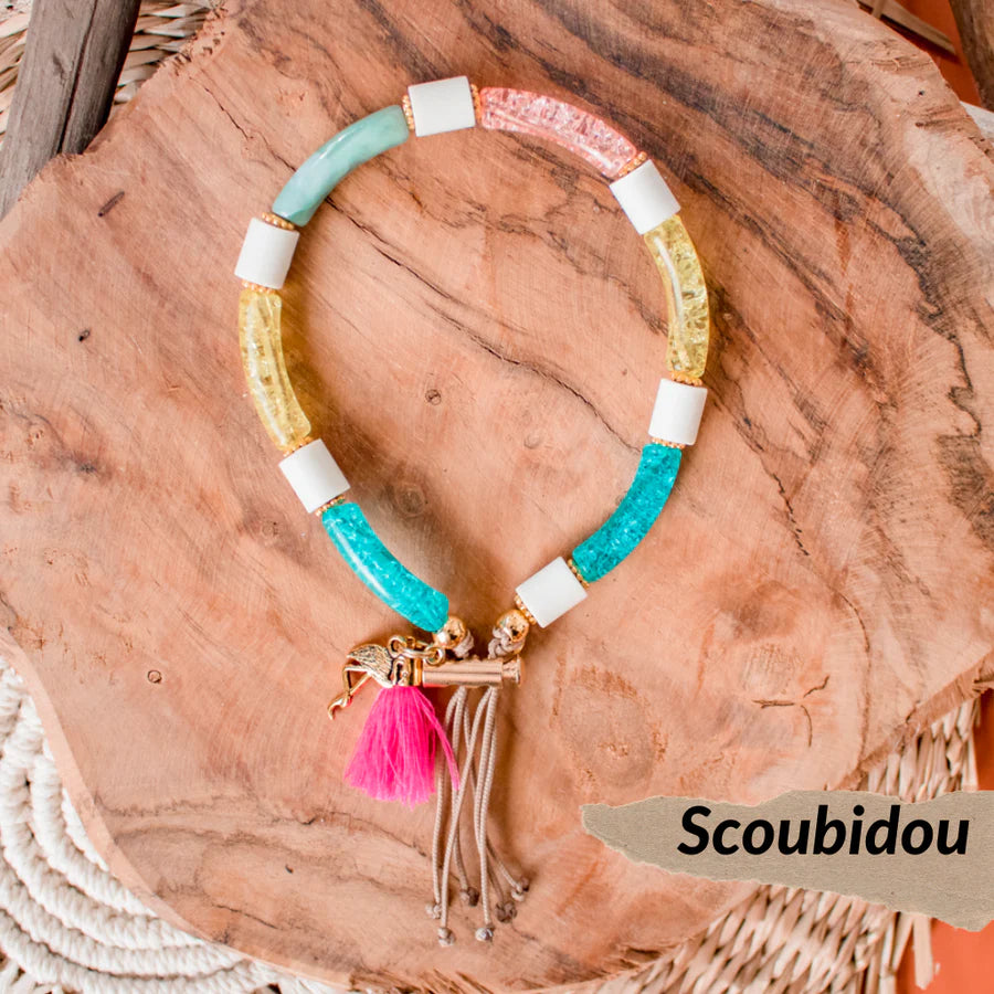 collier chien em scoubidou frimousse dog perles céramique