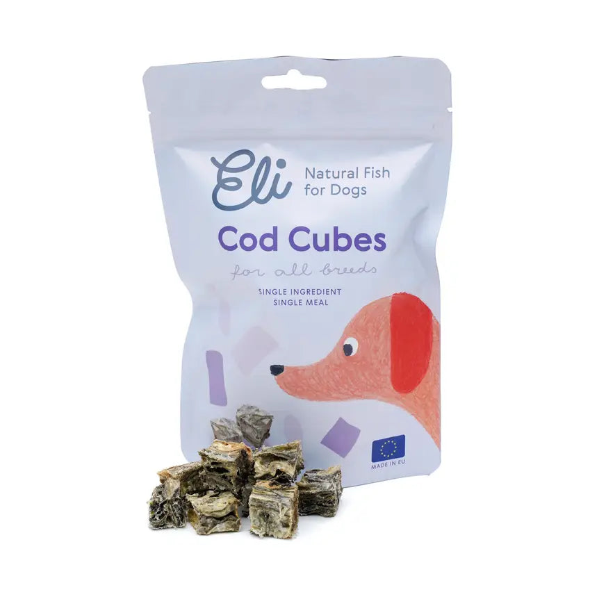 Cubes de peau de morue séchée pour chien Eli – Eli Pet Products – DOG DéliCAT